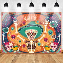 Mehofoto Day of the Dead Photography Backdrops Mexico's Skull Skeleton Event Banner Decor Photo Background for Party Decorations