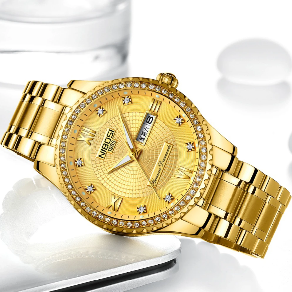 

NIBOSI Man Watch Luxury Gold Elegant Quartz Watches Men Luxury Brand Waterproof Man Watch Stainless Steel Relogio Masculino
