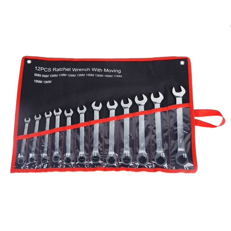 

Tool Set 12PCS 8-19mm Mini Ratchet Set Key Fixed Head Combination Gear Nut Wrench Universal Torque Wrench Motorcycle Repair