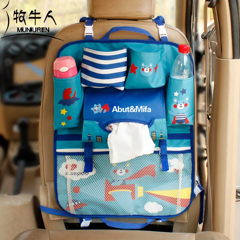 Cute Cartoon Bear Car Seat Back Organizer Storage Bags Hanging Car Stowing  Tidying Bags Pocket Car Styling for Kids Children