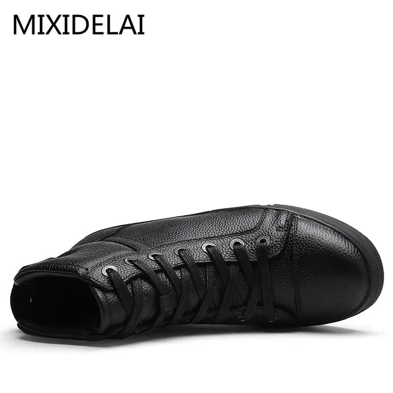 Ceny Męskie buty 100% buty do kostki ze skóry naturalnej sznurowane Casual wysokiej jakości skóra bydlęca buty jesienne zimowe męskie buty Plus rozmiar 38 ~ 48