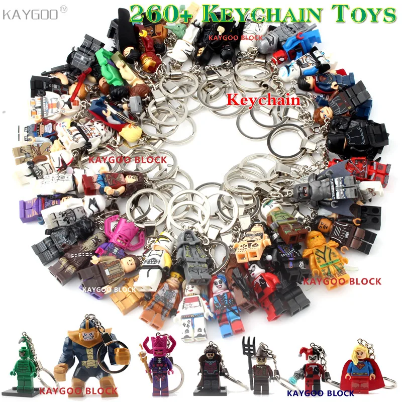 

Single sale Marvel DC Classic Super Hero Movie Figure keychain Captain America Batman spiderman Building Blocks Hulk