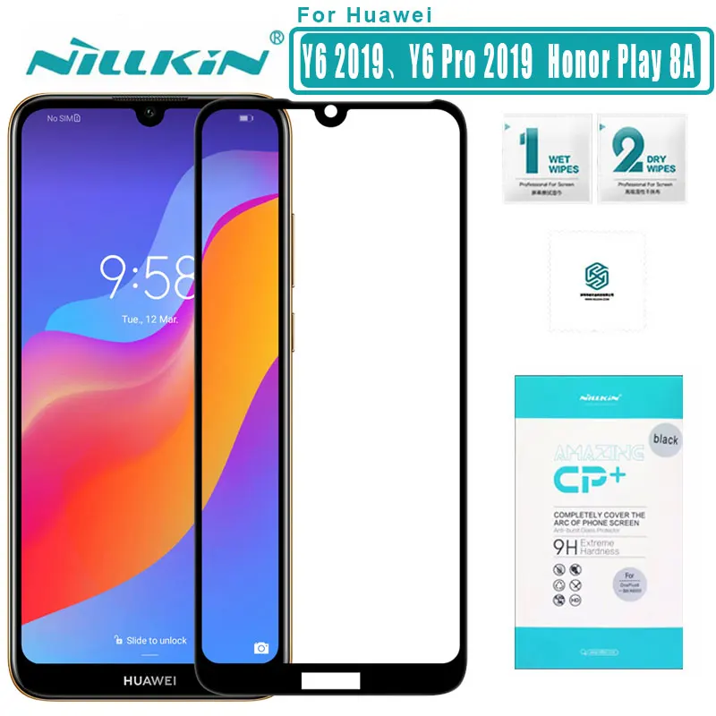 Для huawei Y6 2019 Стекло Pro закаленное Honor Play 8A Nillkin CP + 2.5D полное покрытие Экран защитная