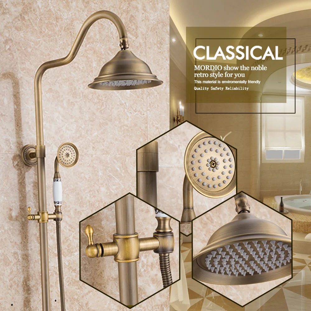 freeshipping Wall Mounted Tub Faucets Antique Brass Bathroom Shower