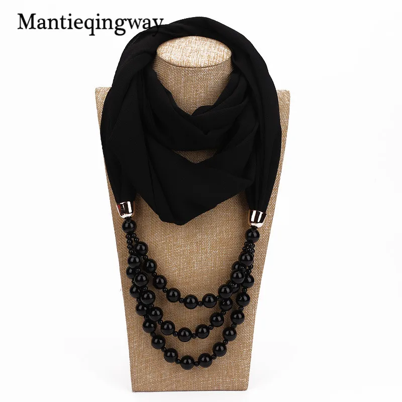 Mantieqingway шарфы с жемчугом ожерелья Длинные бусины для кулон шарф шейный женщин Bijoux