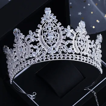 

Exquisite Sparkling Zircon Bride Wedding Tiaras Headpieces CZ Bridal Big Crowns Hairband Wedding Hair Accessories Princess Crown