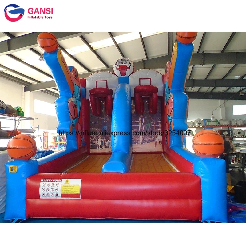 Promotion 3*3*4m inflatable basketball shoot game double hoops for