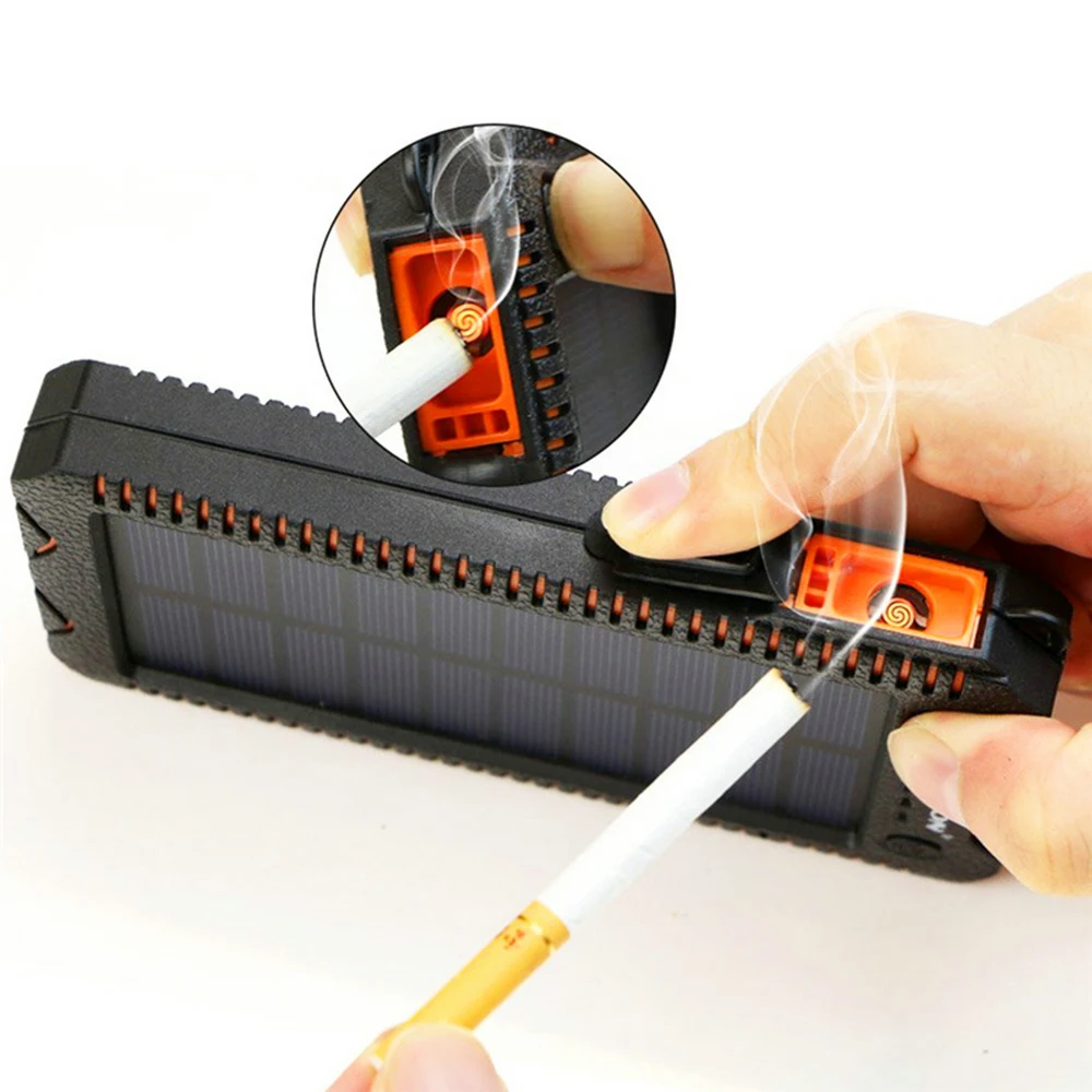 20000 мА/ч аварийный портативный внешний аккумулятор с солнечной панелью, водонепроницаемый внешний аккумулятор с прикуривателем, два порта USB для мобильных телефонов
