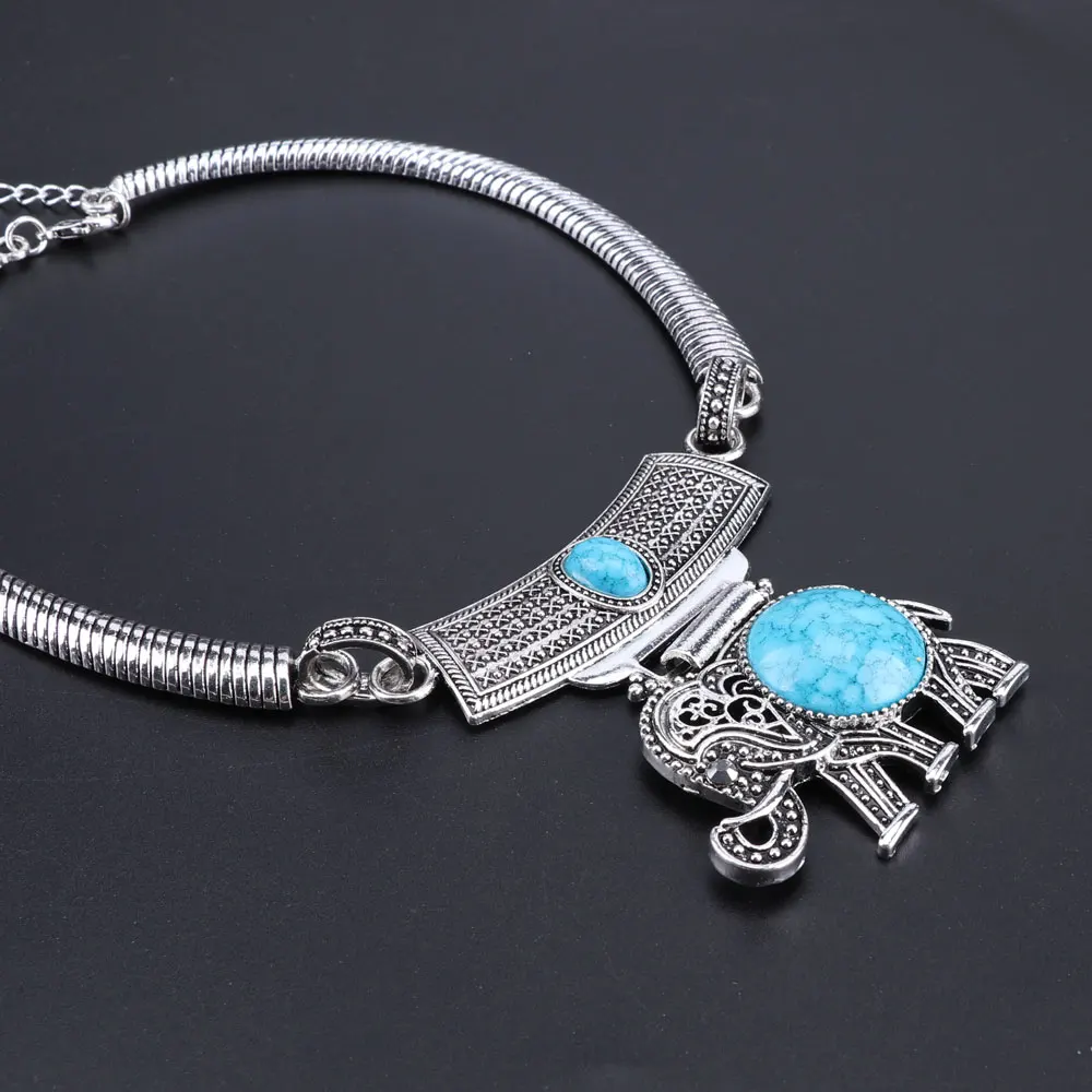 Старинный серебряный слон драгоценный камень кулон винтажное Массивное колье ожерелье серьги браслет ювелирный набор