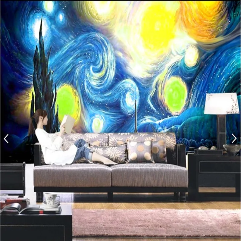 

Custom 3d photo wallpaper Van Gogh Starry sky oil painting living room bedroom TV background wall mural wall papers home decor