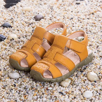 

AFDSWG 100% leather kids shoes for girl sandals yellow kids stud shoes black sport sandal boys white flat foot shoes children