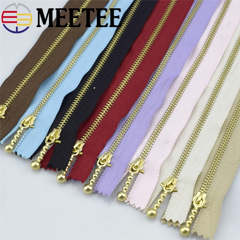 

10pcs Meetee 3# Golden 20cm Zipper Close-end Metal Zip Closure for Sewing Repair Kit Tools Garment Purse Bags Accessories A4-16