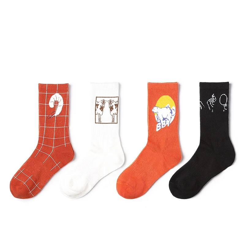 

New Autumn Women's Socks 1 Pair Long Cotton Cartoon Women Fashion Unisex Happy Casual breathable Socks High Quality For Men