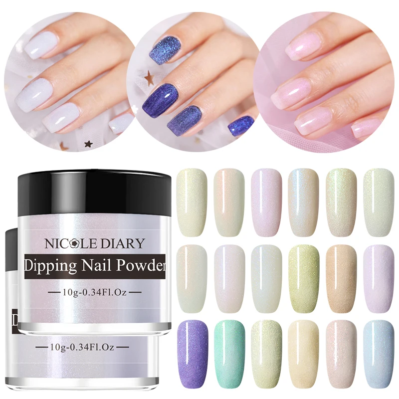 

NICOLE DIARY 10ml Shell Pearl Dipping Nail Powder Set Dip Without Lamp Cure Shimmer Shinning Glitter DIY Manicure Art Decoration