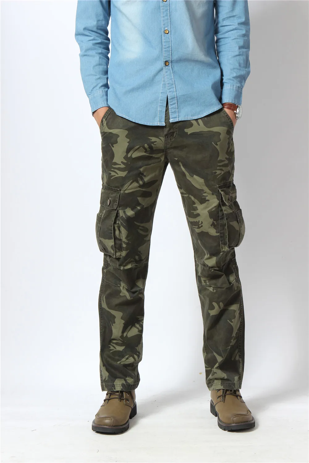 Mens Plus Size Multi Pocket Outdoors Tactical Military Camouflage Pants