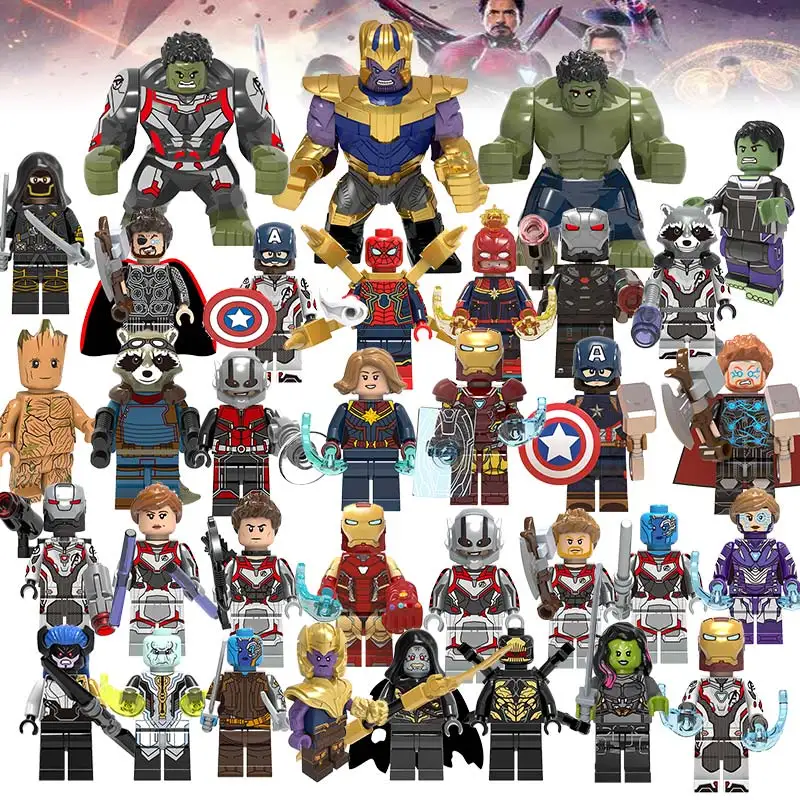 

6Pcs/lot Building Blocks Legoing Marvel 4 Super Heroes Avengers Endgame Thanos Infinity Thanos Hulk Iron Man Spiderman kids Toys