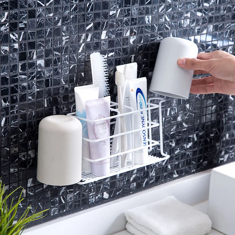 

LIYIMENG Toothpaste Holder Toothbrush Organizer Box Bathroom Accessories Comb Holder Kitchen Storage Shelf Waterproof Rack