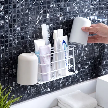 

LIYIMENG Toothpaste Holder Toothbrush Organizer Box Bathroom Accessories Comb Holder Kitchen Storage Shelf Waterproof Rack