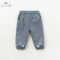 DBM9892-2 dave bella spring baby girls floral pants children full length pants infant toddler padding trousers