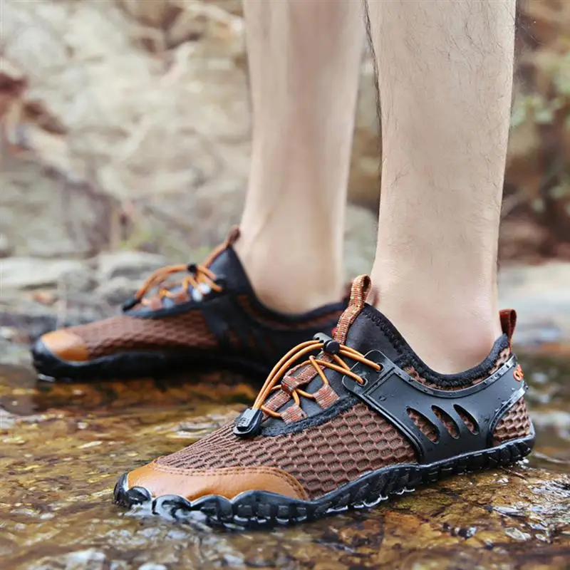Мужская водонепроницаемая обувь пляжная летняя Уличная обувь аквасоки для серфинга акваобувь кожа носок однотонного цвета легкая морская обувь