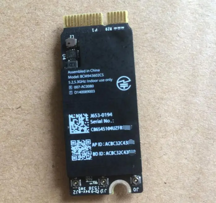 

TPFEEL Tested Wifi Airport Bluetooth 4.0 Card for Macbook Pro Retina A1398 WIRELESS WIFI Card BCM943602CS 2013 2014 2015