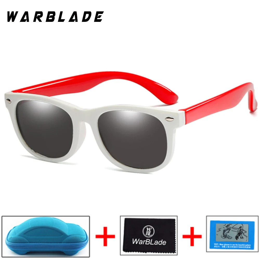 WarBLade Children Girls Safety Polaroid UV400 Kids Boys TR90 Polarized Sunglasses Mirror Sun Glasses Sport oculos With Case - Цвет линз: white red