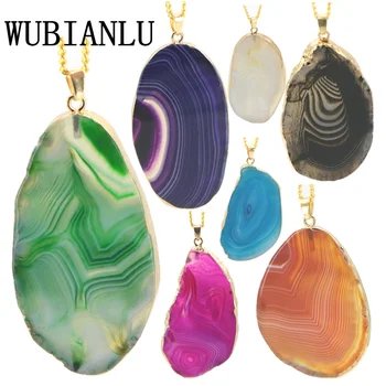 

WUBIANLU Irregular Natural Stone Agat Choker Necklace Women Gift 80cm Long Necklaces Pendants Neck Chokers Trendy Party Jewelry