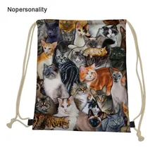 Изготовленный На Заказ Рюкзак на веревках милый 3d животное кошка печать сумка на шнурке для женщин девочек портативный детский рюкзак для студентов