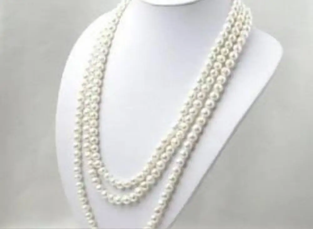 

SUPER LONG 120 INCH 7-8MM WHITE AKOYA CULTURED PEARL NECKLACE L++001 a(5.18)