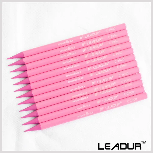 12pcs/set Drawing Pencil Color Pink Woodless Pencil for Children Artist