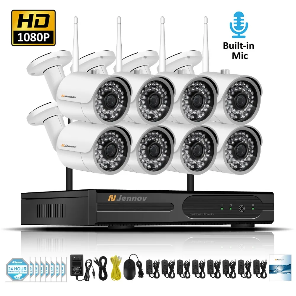

8CH 1080P 2MP Wireless Security Cameras For Home IP Camera Video Surveillance System NVR Kit Wifi Audio Record CCTV Set Kamera