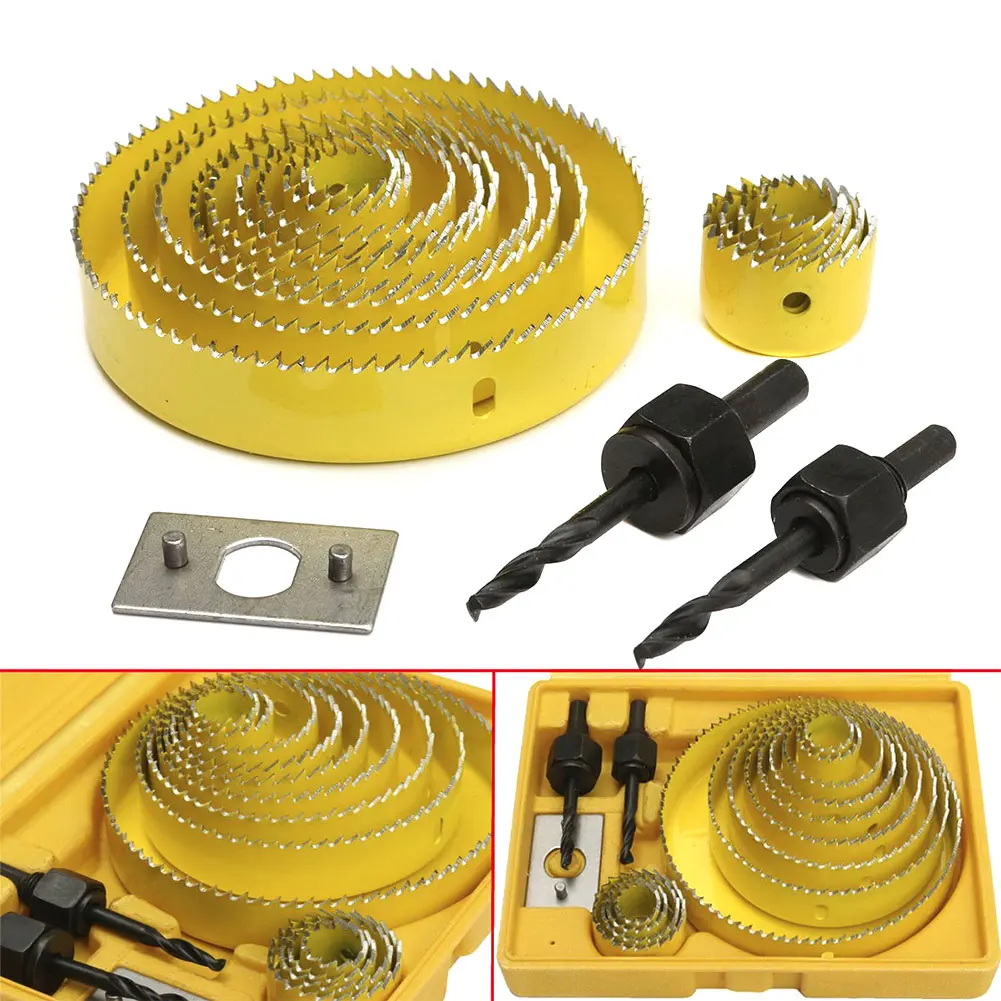 

Economical 16Pcs Carbon Steel 13 Hole Saw Kit 19-127mm Wood Working Metal Holesaw Cutting Tool ds99