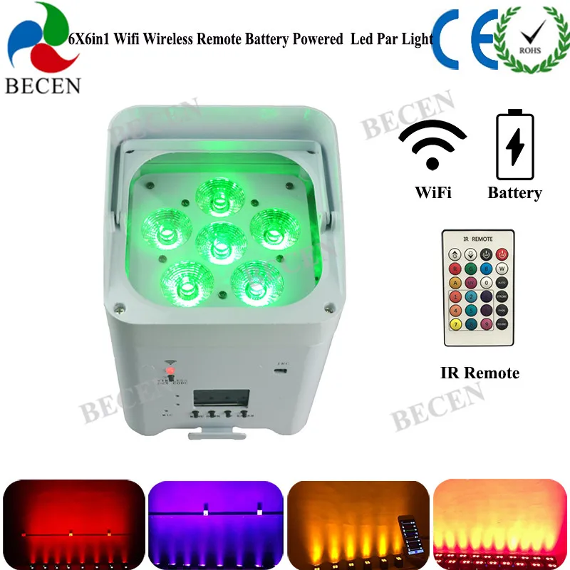 Беспроводной DMX 6x15 Вт 6 в 1 с питанием от аккумулятора LED Par Can Light IRC Remote Wifi APP Control Led