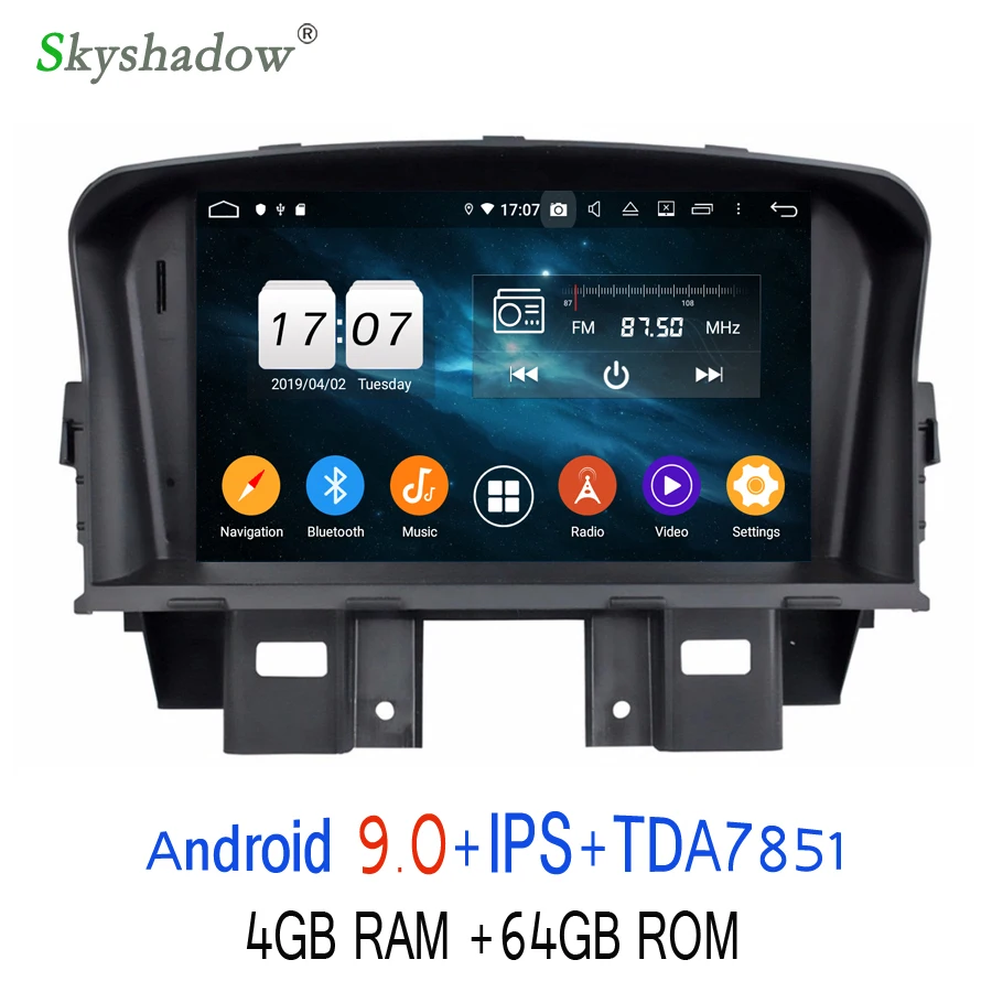 TDA7851 Android 9,0 для Chevrolet CRUZE 2008-2011 2012 64 Гб rom 8 ядерный автомобильный dvd-плеер Wifi Bluetooth RDS радио gps ГЛОНАСС карта