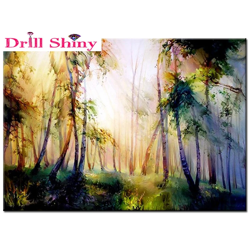 

New Arrival DIY 5D Diamond Embroidery Landscape Forest Tree Plant Picture Painting Sewing Craft Knitting Needles Wall Decoration