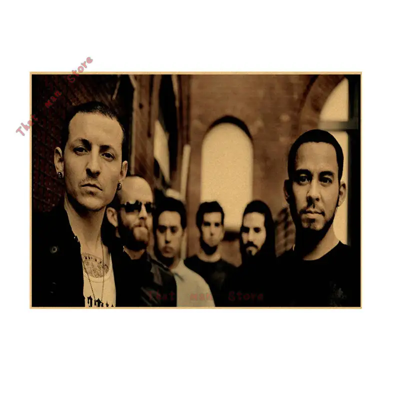 Ностальгическая рок-группа Linkin Park Честера Чарлза БЕННИНГТОНА/крафт-бумага/кафе/Бар плакат/Ретро плакат/42*30 см - Цвет: Серебристый