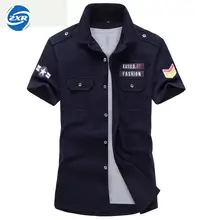 Для мужчин Военный Открытый Пеший Туризм Air Force рубашки короткий рукав армия спортивные хлопковые дышащие рабочие Свободная куртка-бомбер рубашки-авиаторы