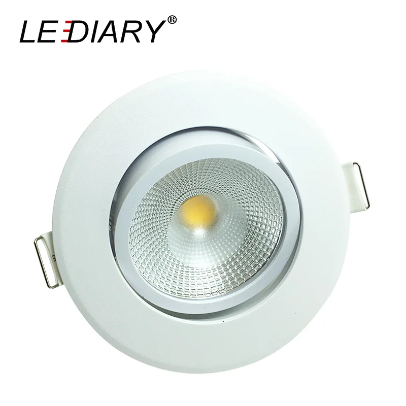 LEDIARY Round Recess LED Առաստաղի լուսարձակներ 75 մմ կտրված փոս COB Spot լամպ Իրական 5W 100V-240V անկյուն կարգավորելի հյուրասենյակի հարմարանք