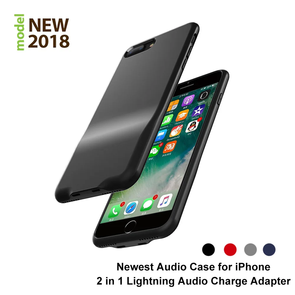 Чехол для iPhone X/8/8 P/7/7 P с двумя разъемами Lightning/Audio поддержка звонков зарядки и