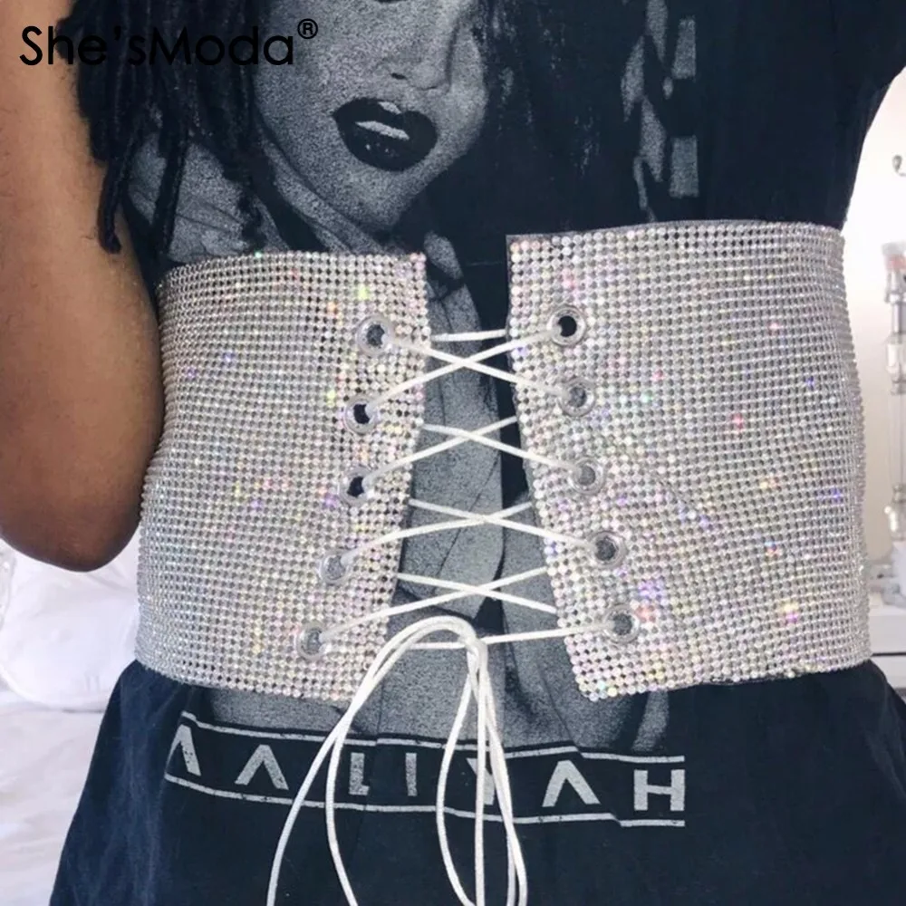 

She'sModa Shining Luxury Rhinestone Diamond Metal Women's Waist Bustier Band
