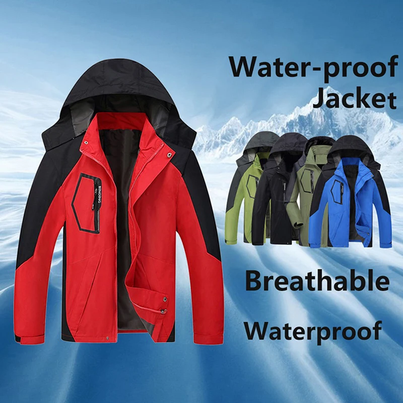 

winter warm Patchwork Jacket Men Casual Hooded Windbreaker Loose Sportwear Windproof Zipper Jackets Hiking Camping Male coat