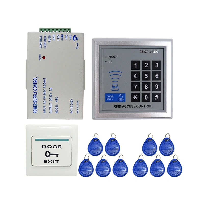 

Brand New 125KHZ DIY RFID Door Access Control System Kit Set + Power Supply Control + Rfid Reader Code Keypad + Free Shipping