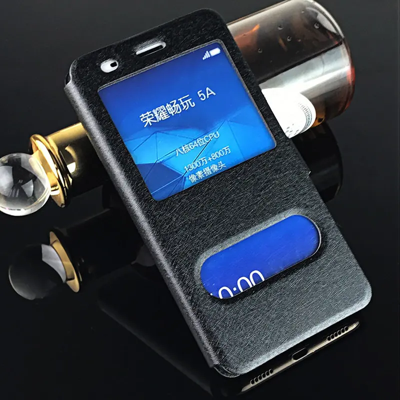 

Y6 2 Coque For Huawei Y6II Y6 II 2 Case Cover NEW Open Window Silk Flip Phone Cases Huawei Y6 2 Y6II Huawei Y6 II 5.5 inch+Gift