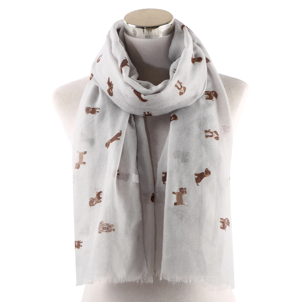 10 OFF!! FOXMOTHER Dog Pattern Scarf Lightweight Sky Blue White Pink