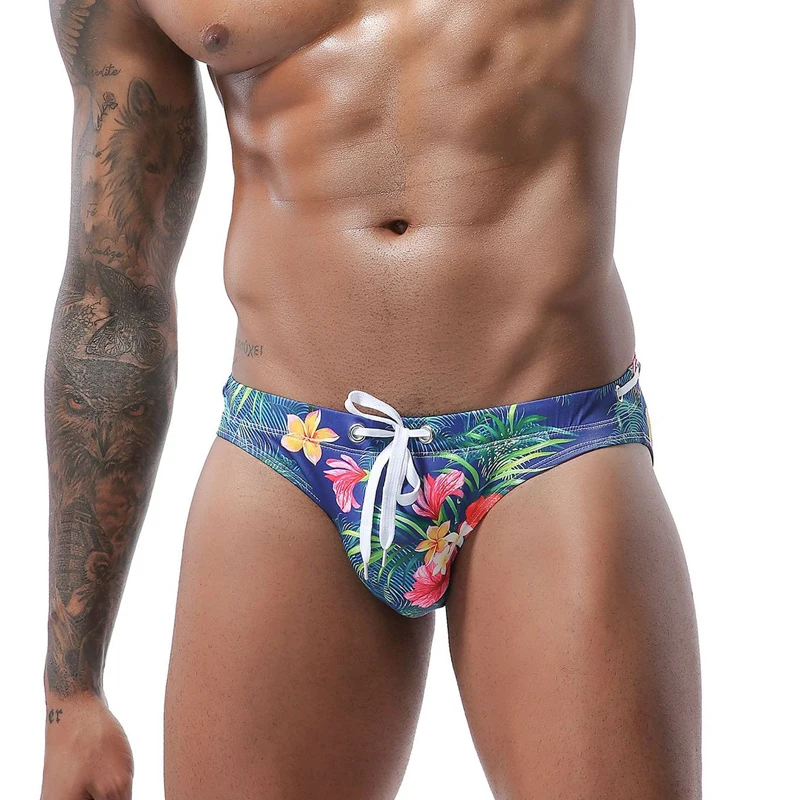 

New printed swimwear men trunks beach swimsuit leopard low waist beachwear shorts maillot de abin bathing suit briefs men bikini