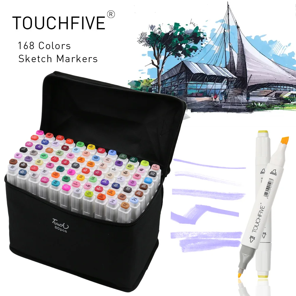 TouchFIVE 80 цветов набор маркеров для живописи на спиртовой основе кисть карандашей