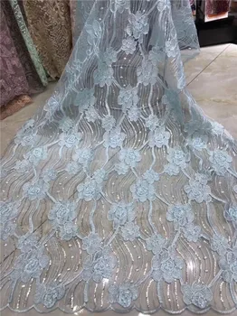 

Elegant flower design tulle lace textile nice French net lace fabric for lady dress PDN187(5yards/lot)