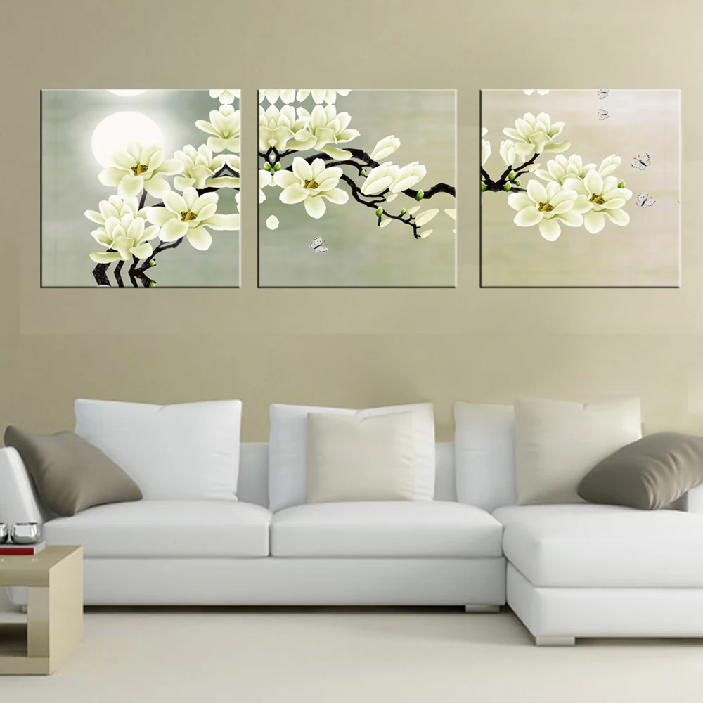3 panel wall art hd print canvas prints cuadros decoracion flores cheap