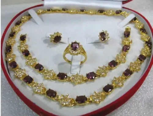 

Hot sale new Style >>>>>mother's day jewelry pink purple yellow gold Necklace Bracelet Earring Ring *Free Shipping*