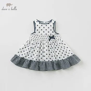 

DBM10564 DAVE BELLA summer baby girls lolita dots print dress infant toddler birthday wedding dresses children boutique dress